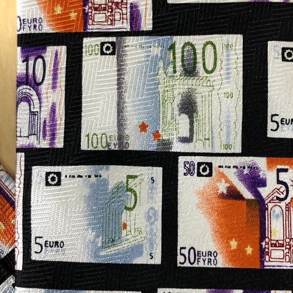 Giorgio Passigatti Moda Italiana Silk Necktie - Traveling Currencies - Picture 4 of 6